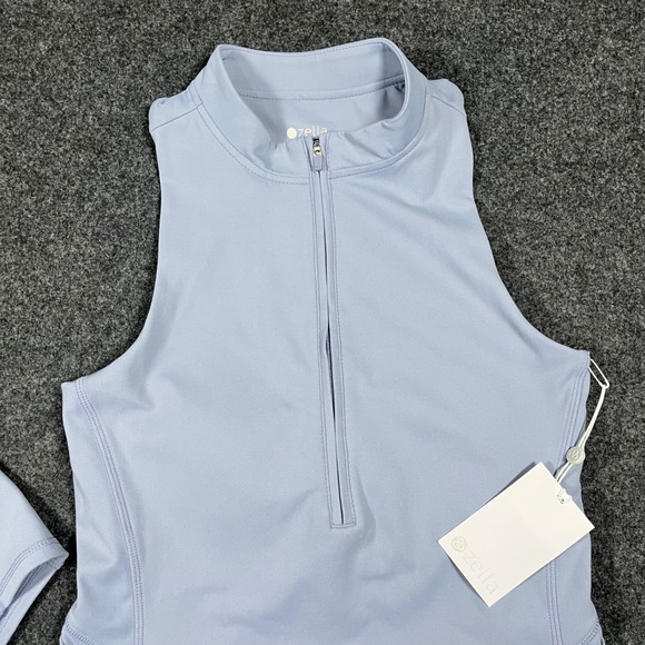 Zella Womens Blue Tempest Quarter Zip Athletic Tennis Golf Dress and Shorts Set - Picture 2 of 13
